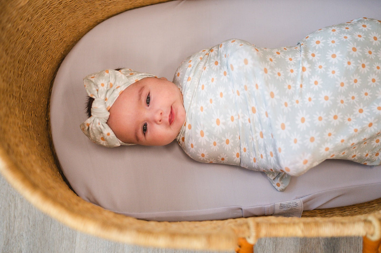 Bamboo Stretch Swaddle - Blue Daisy