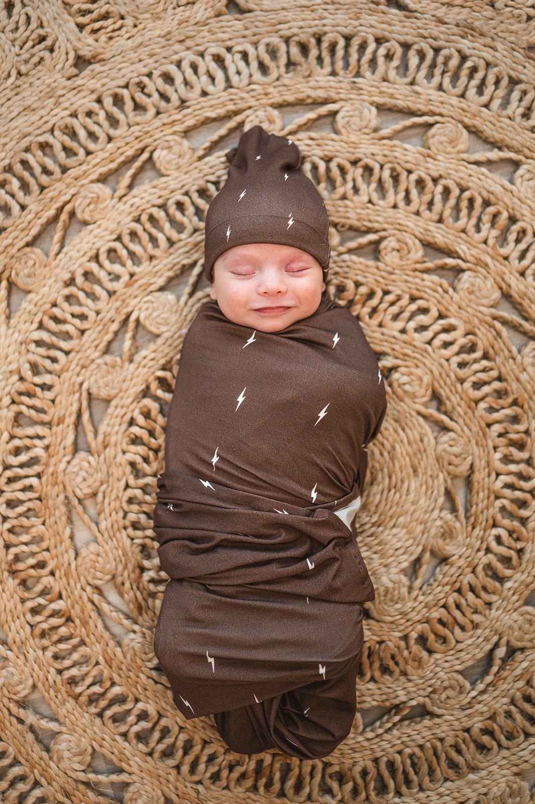 Bamboo Stretch Swaddle - Brown Lightning