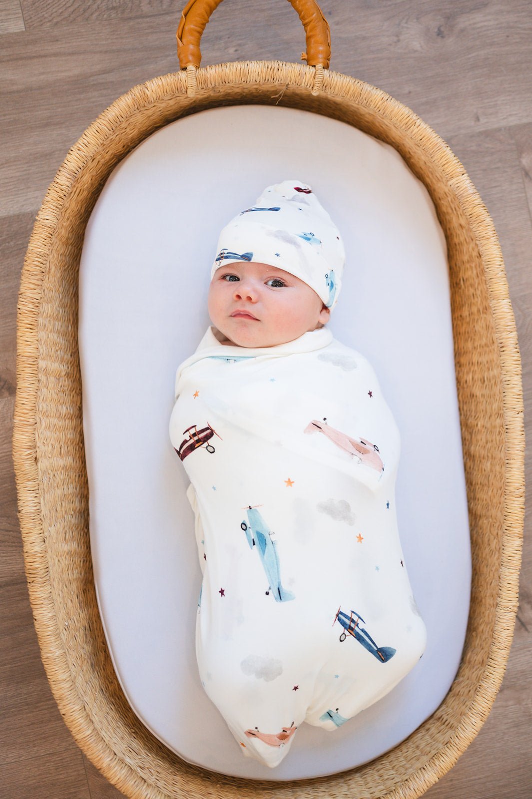 Bamboo Stretch Swaddle - Vintage Airplane