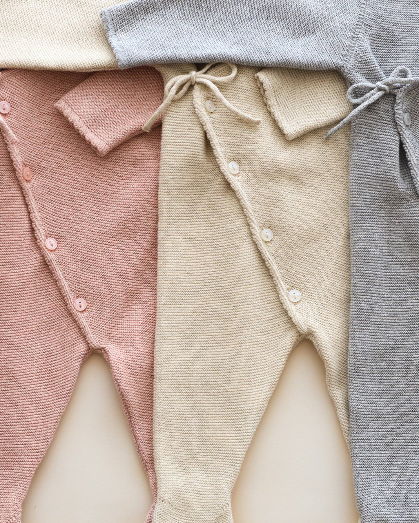 Wrap Knit Footie || Heathered Natural