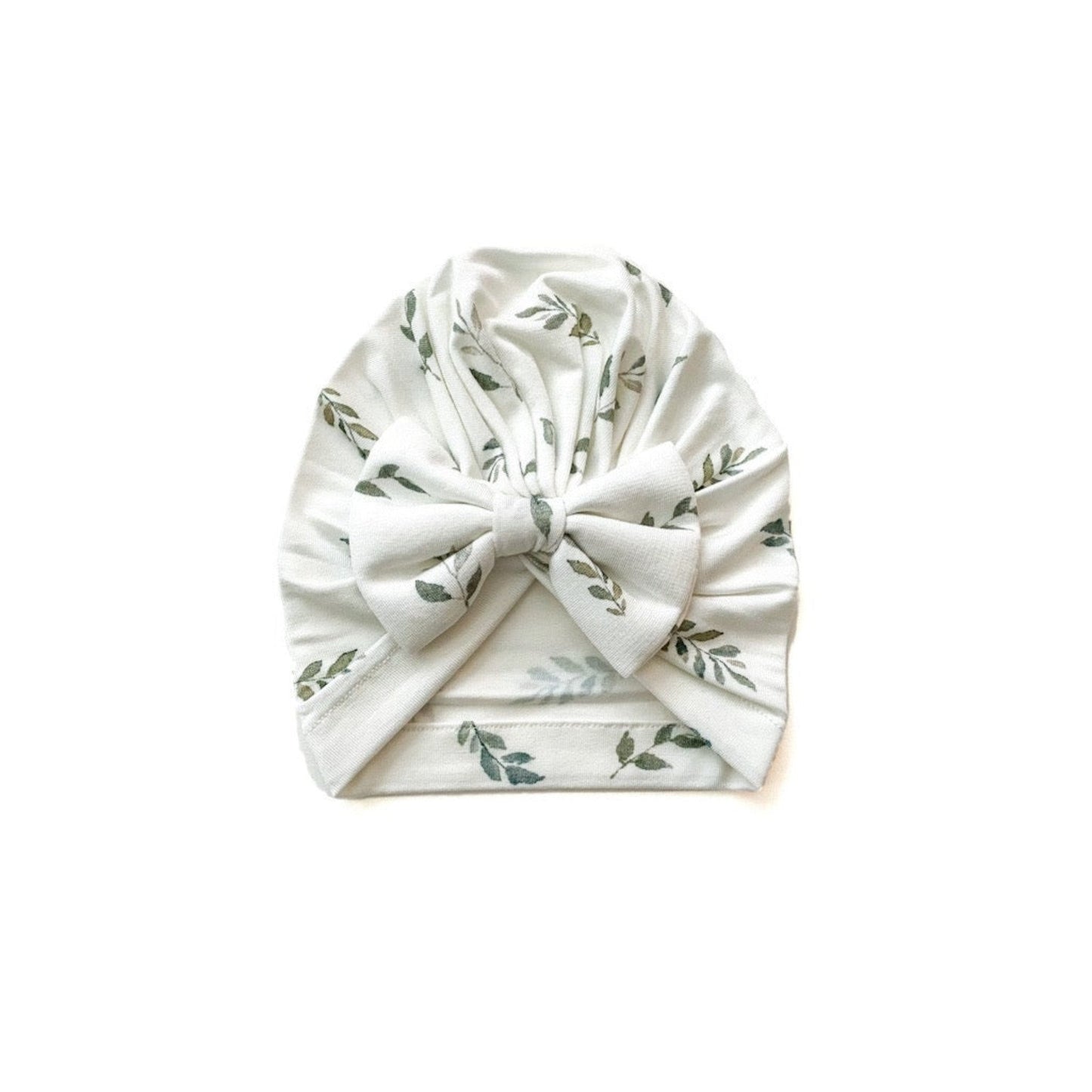 Bow Turban Hat - Green Leaves