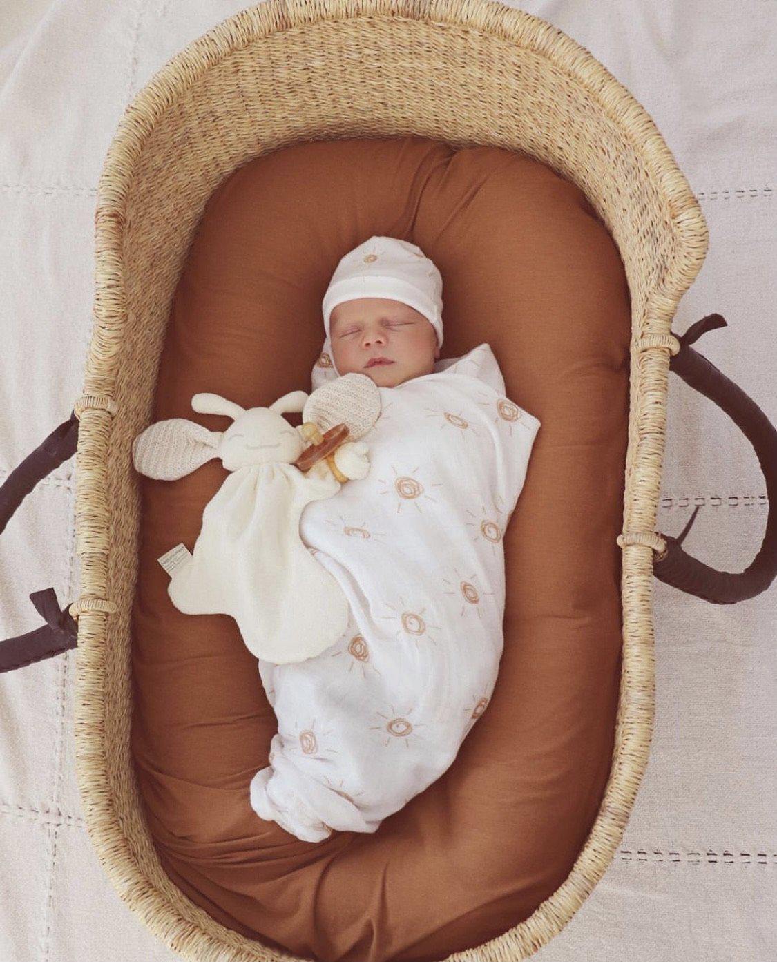 Muslin Swaddle Blanket - Brown Sun