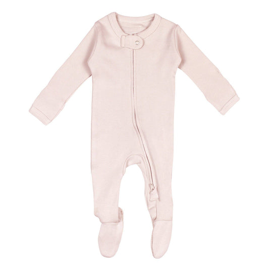 Organic 2-Way Zipper Footie in Blush