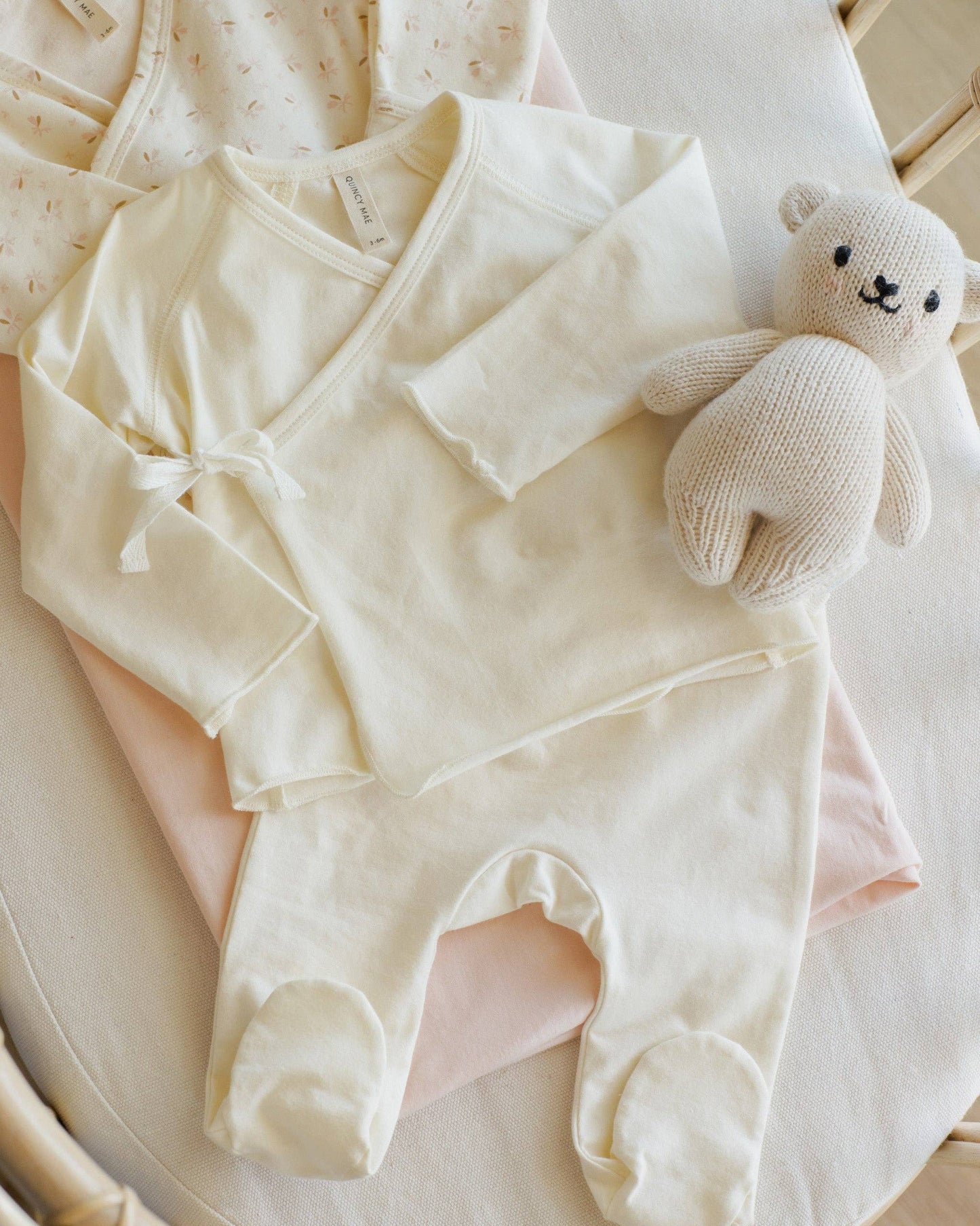 Wrap Top + Footed Pant Set || Ivory