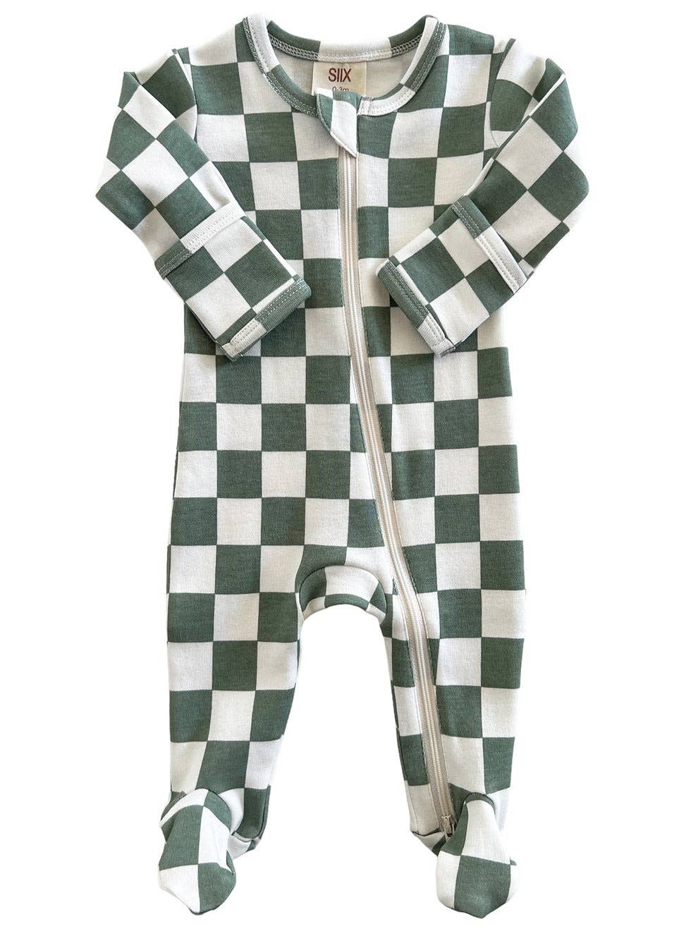 Matcha Checkerboard Zip Footie