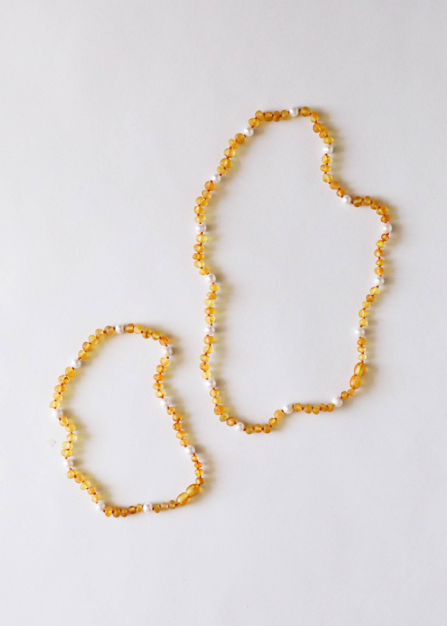 Raw Honey Amber + Pearl Halo Necklace