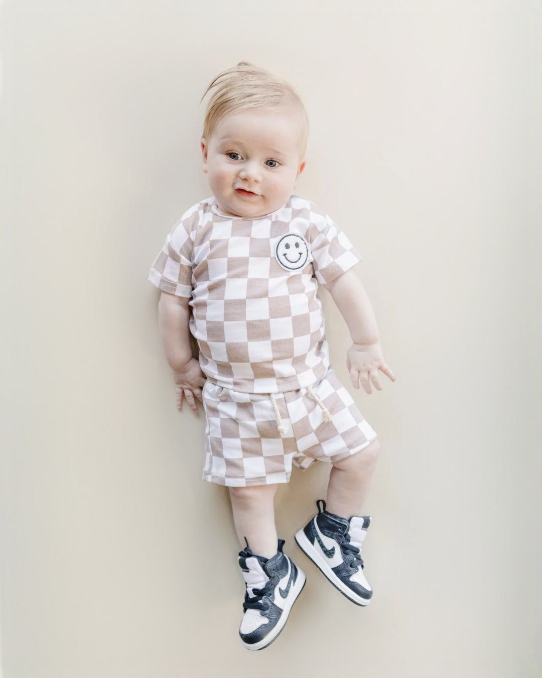 Checkered Shorts Set | Latte