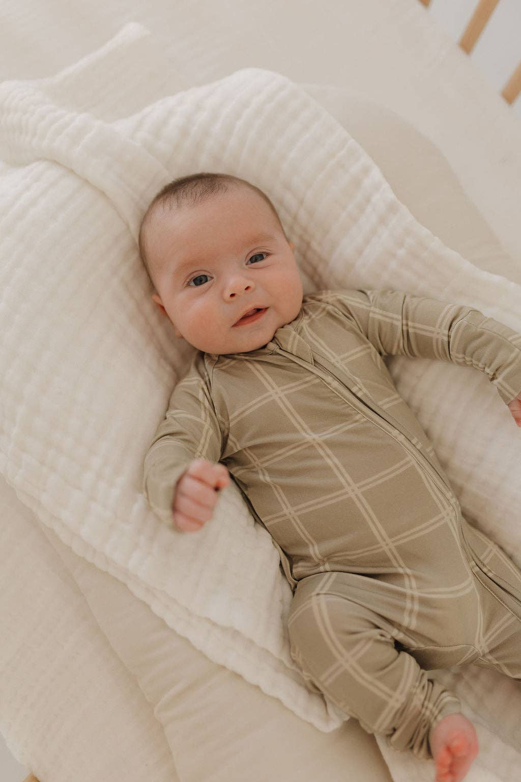 Bamboo Zip Pajamas | Linen Grid