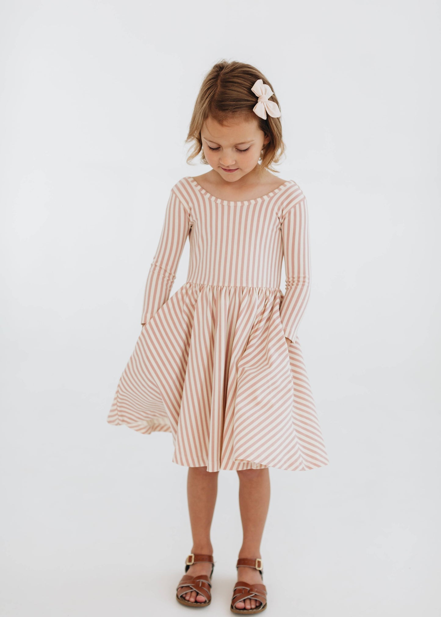 Twirl Dress in Vintage Pink Stripes