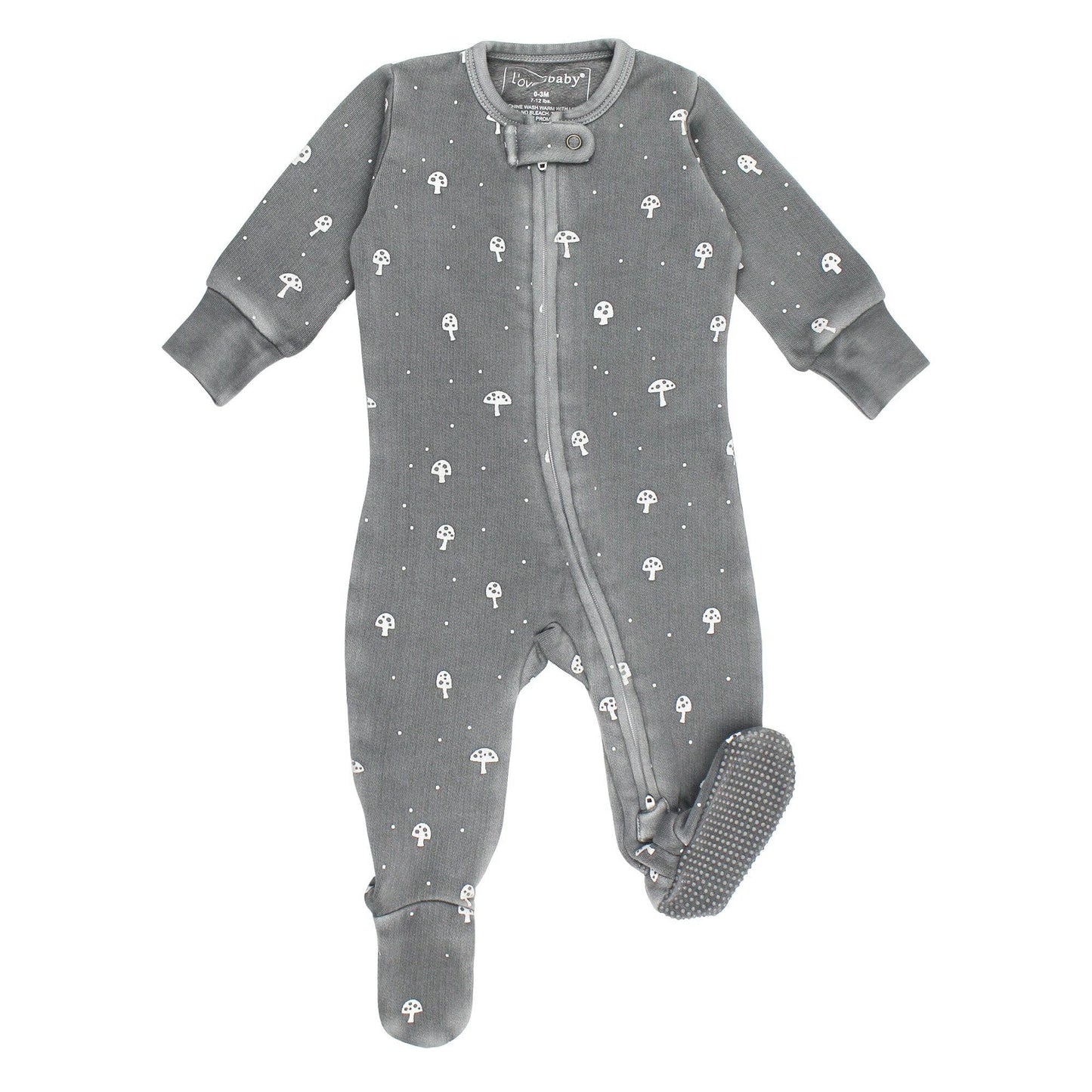 Organic Cozy 2-Way Zipper Footie in Mist Mushrooms