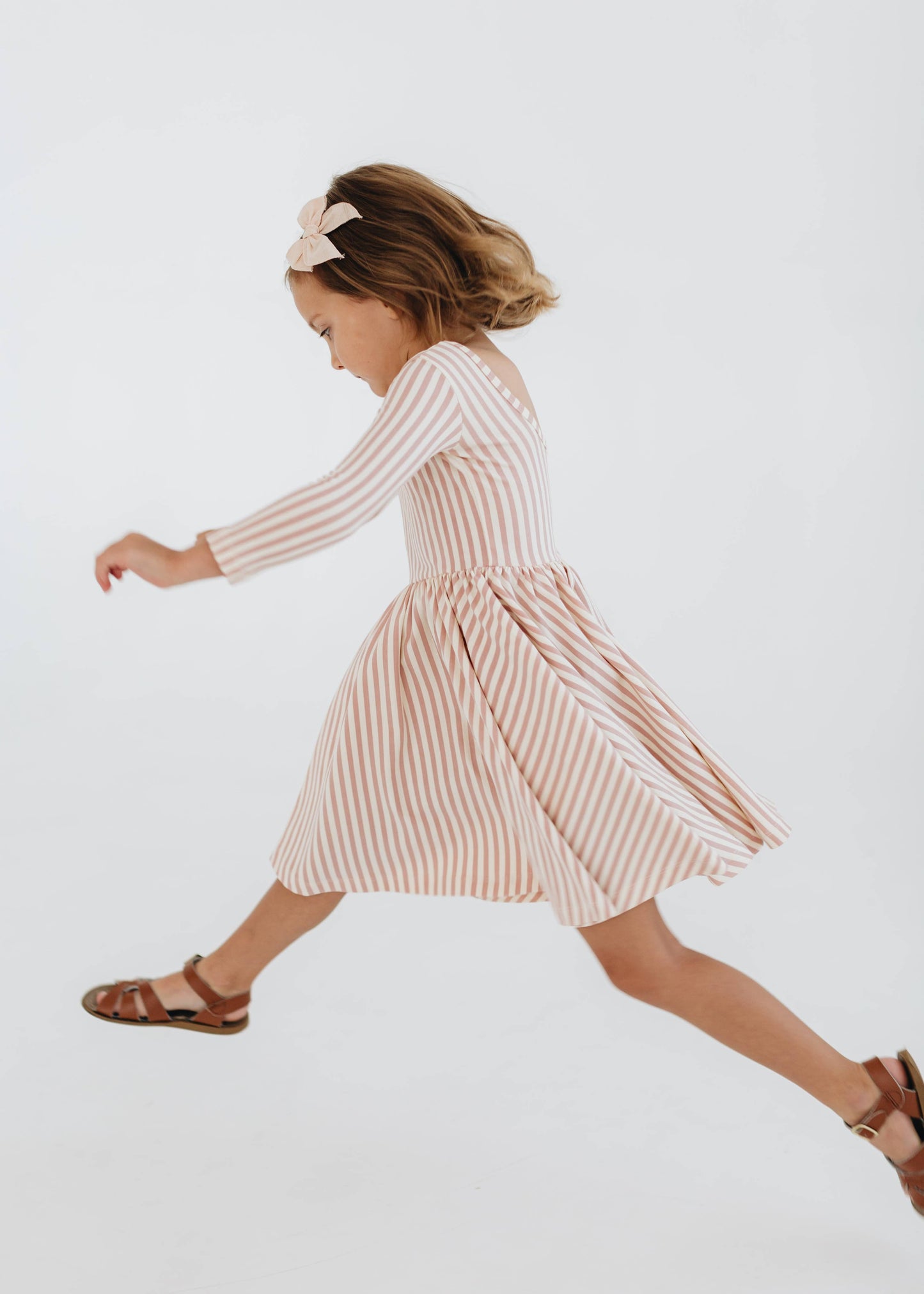 Twirl Dress in Vintage Pink Stripes