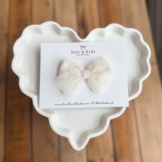 Flocking floral / cream / headband / clip / piggy set