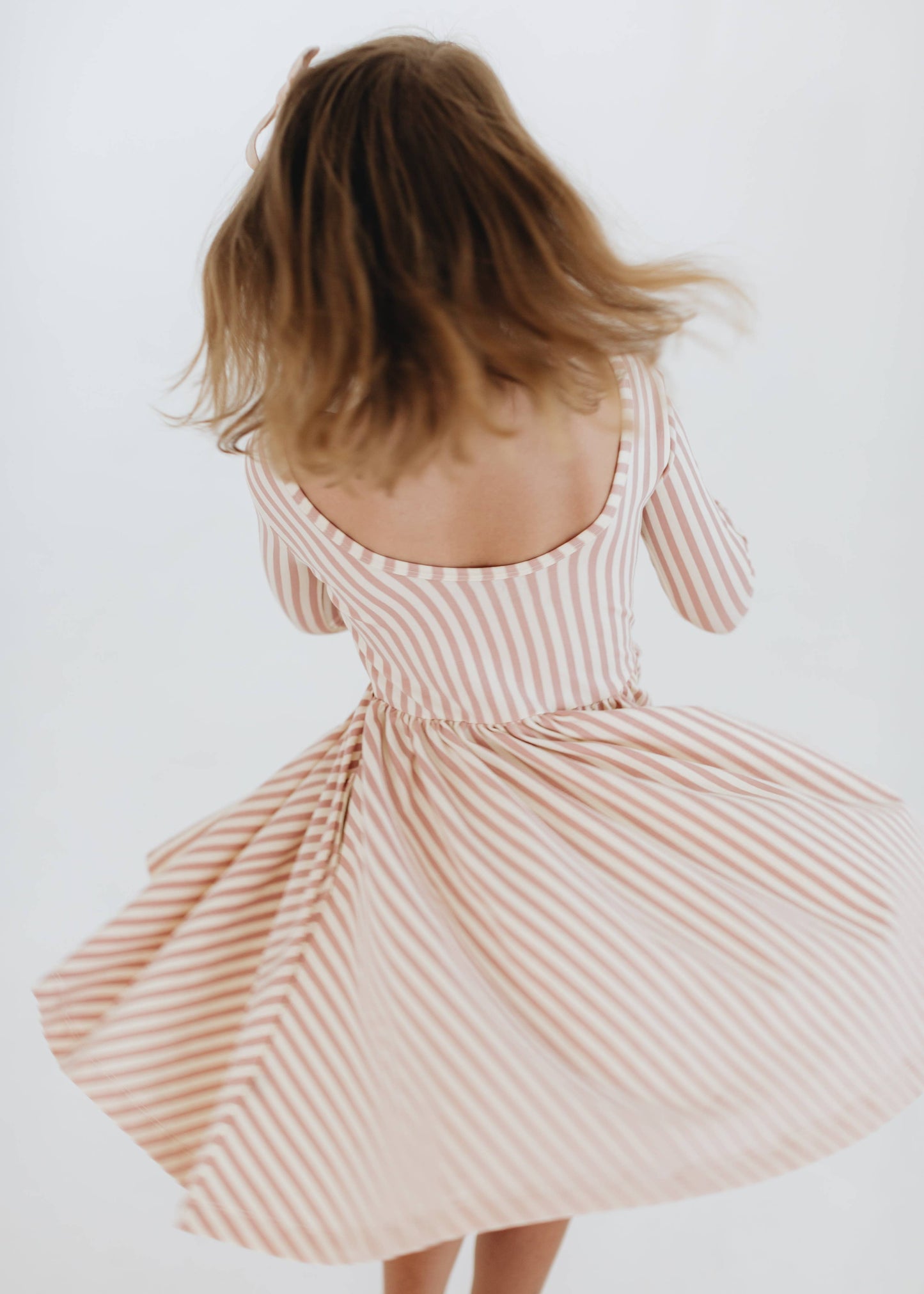 Twirl Dress in Vintage Pink Stripes