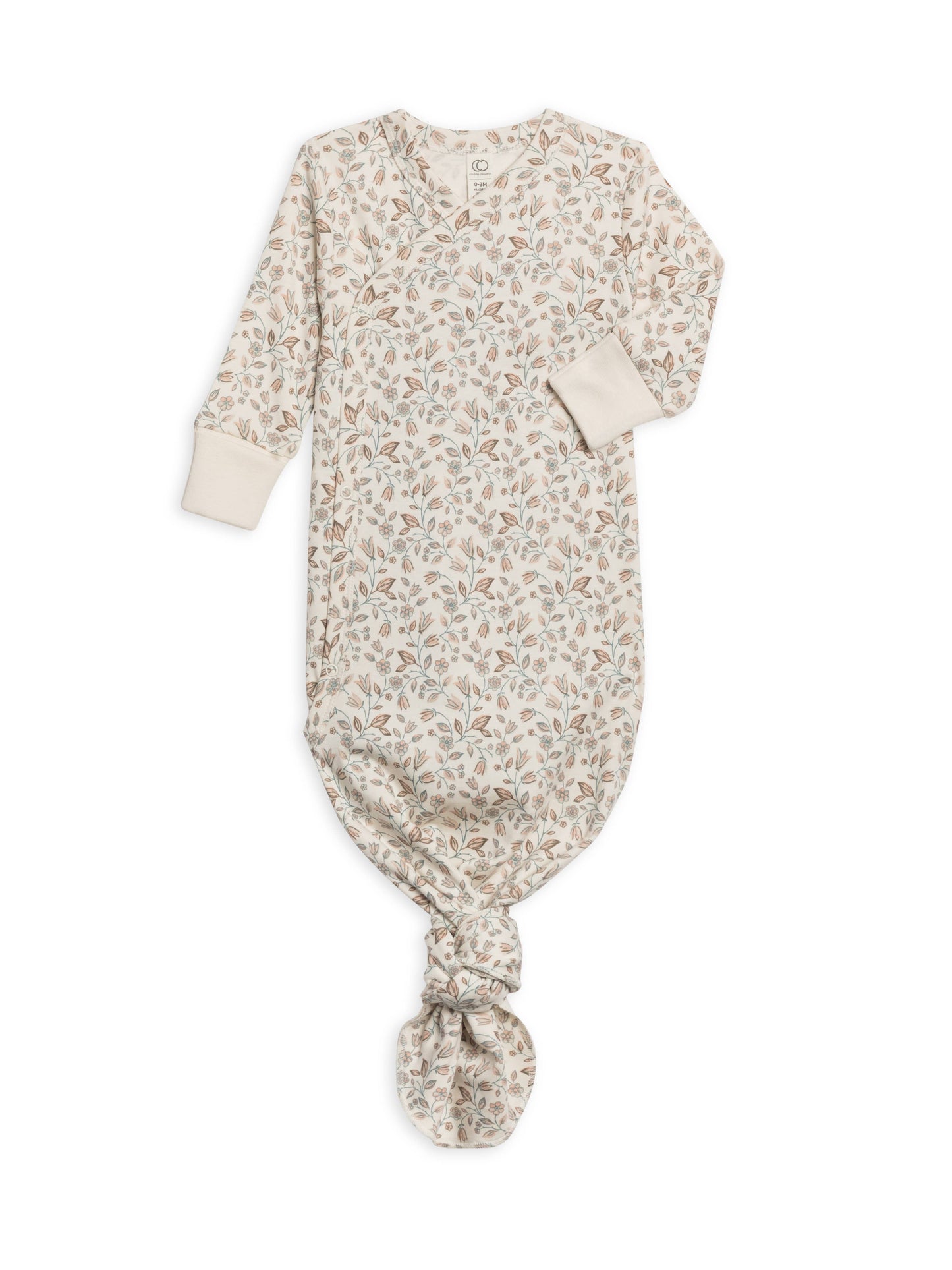 Organic Newborn Indy Kimono Gown -Yuma Floral / Teal + Taupe