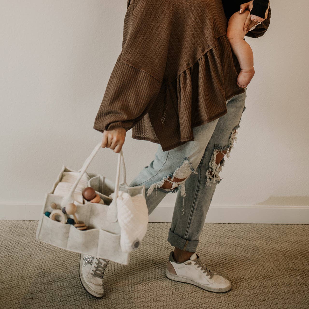 Diaper Caddy in White