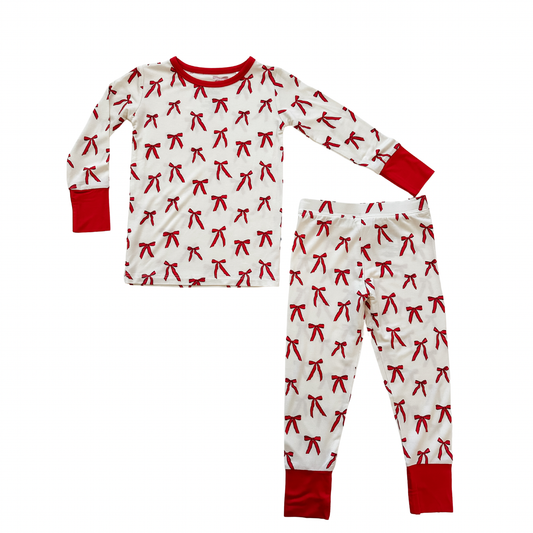 Two-Piece Pajama Set - Red Bows