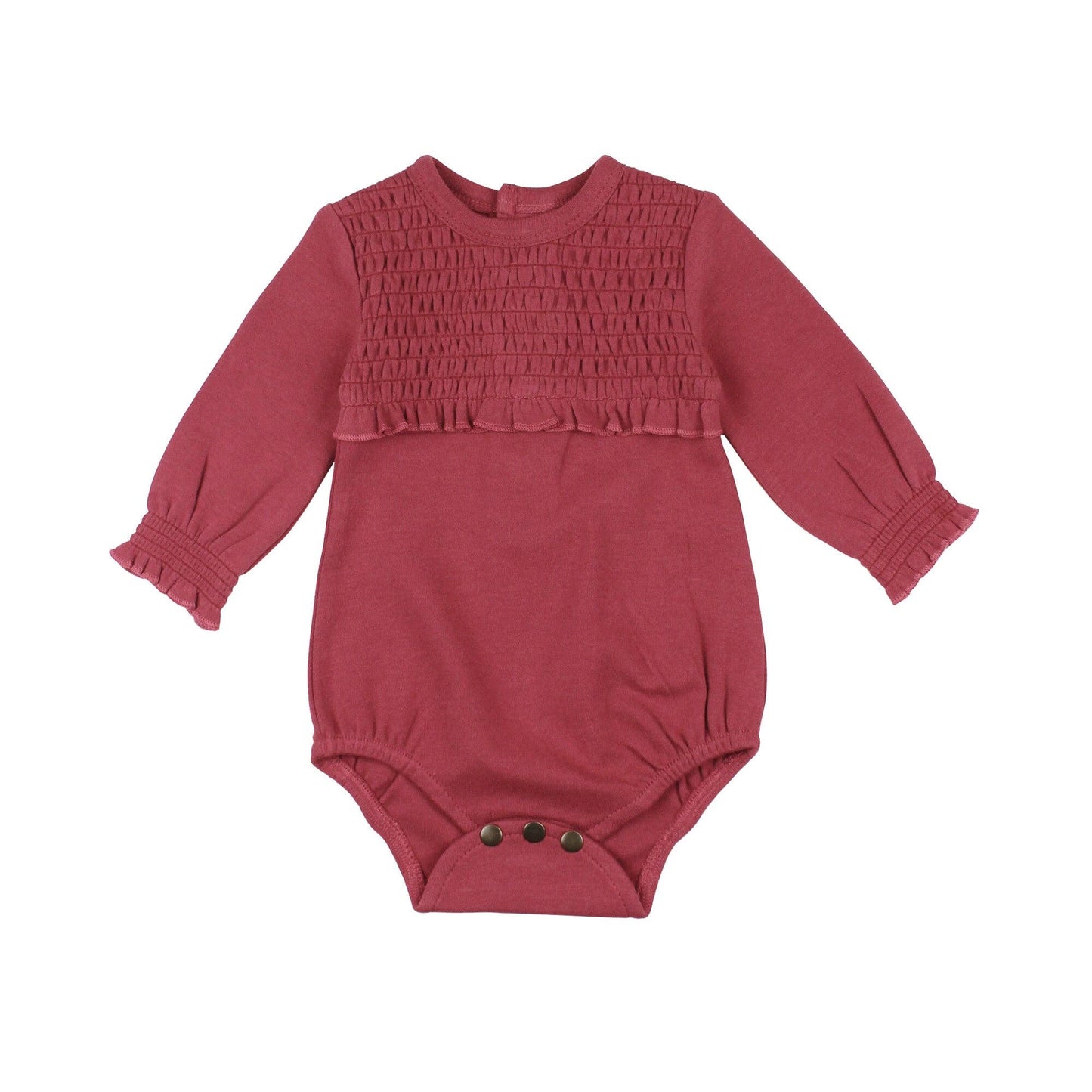 Organic Smocked Chest Bodysuit in Appleberry