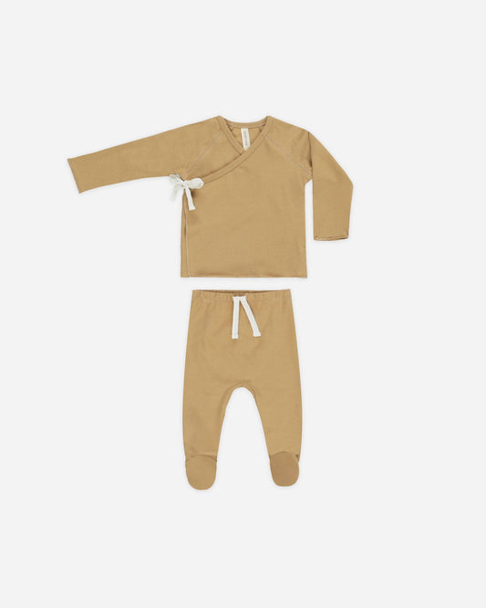 Wrap Top + Footed Pant Set || Honey