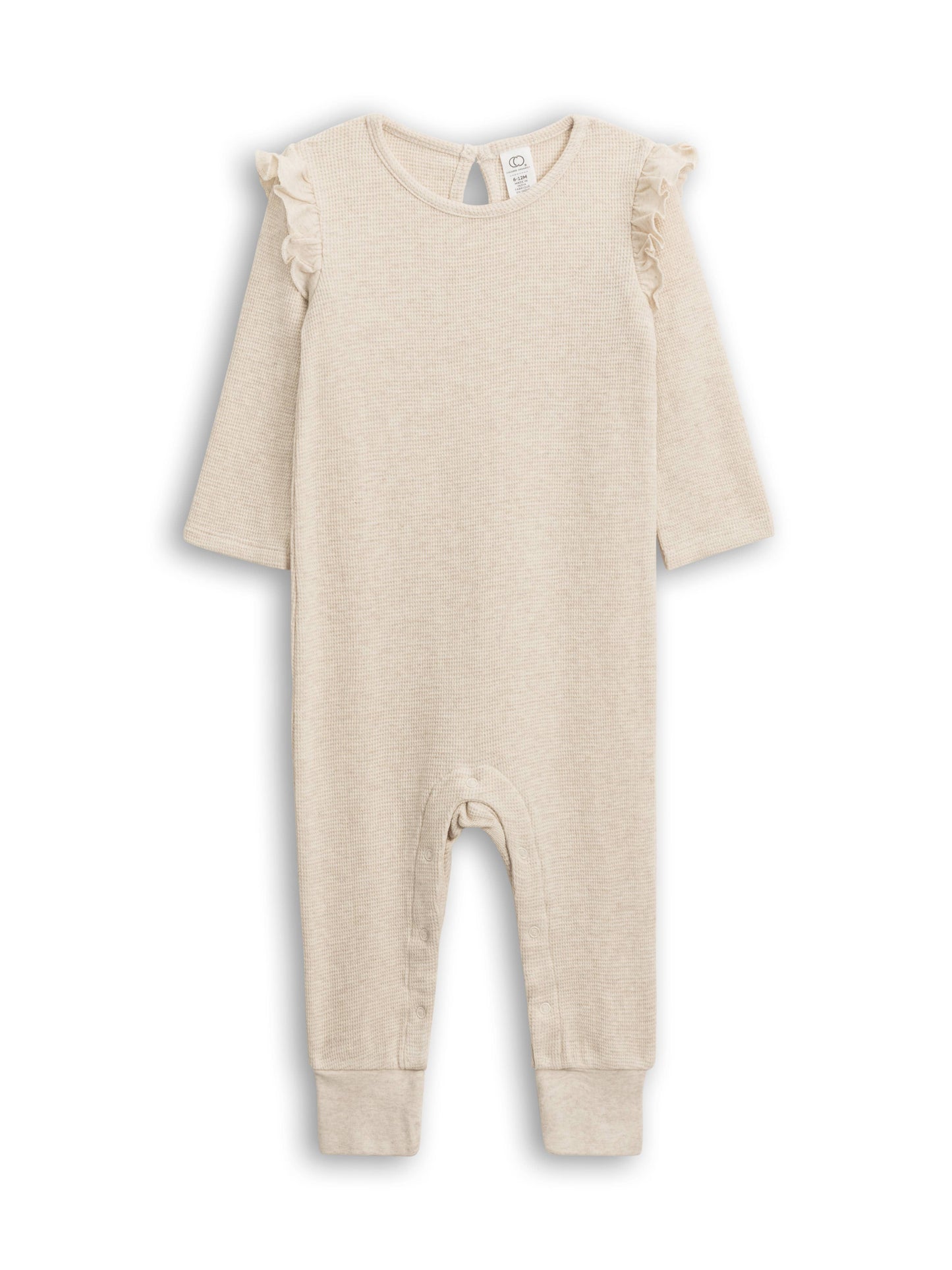 Organic Baby Mila Flutter Sleeve Waffle Romper - Heather Oat