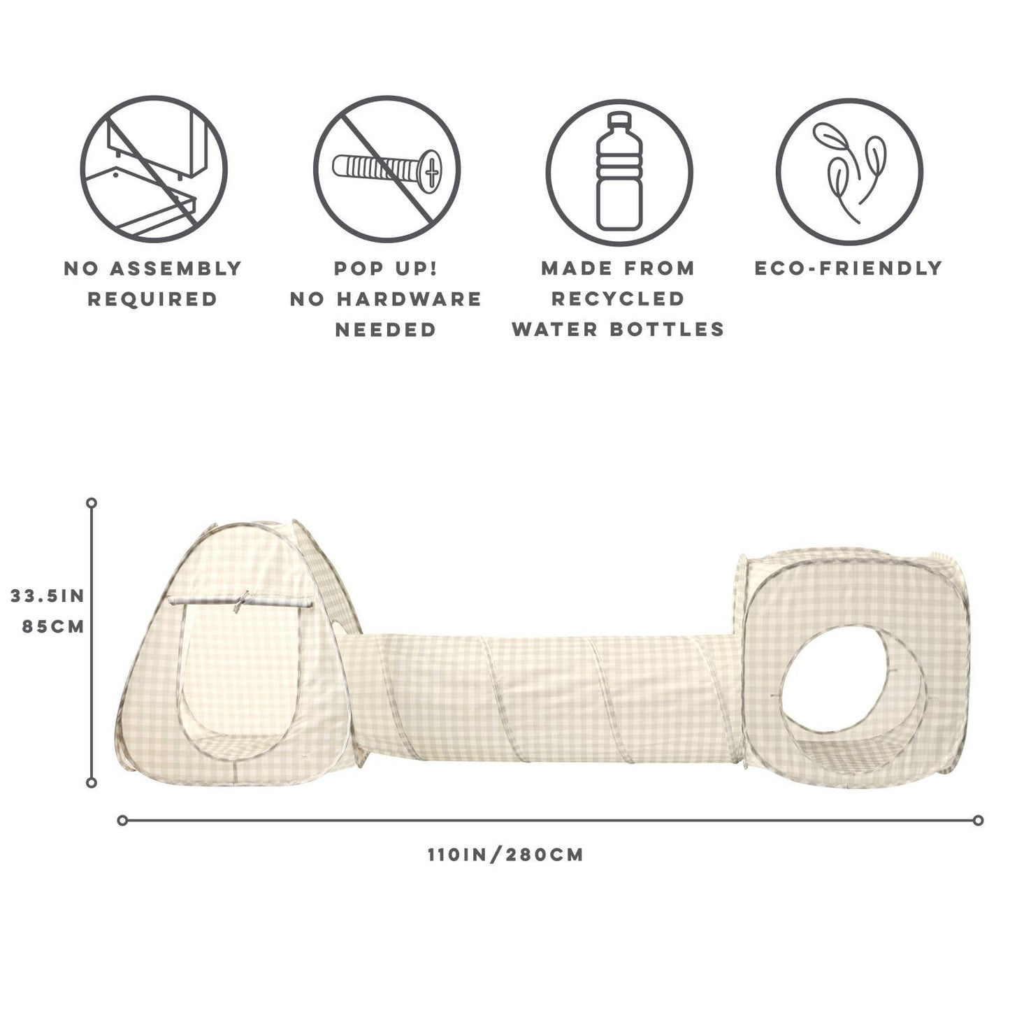 Kids 3-in-1 Play Tent & Tunnel Set with Recycled Fabric