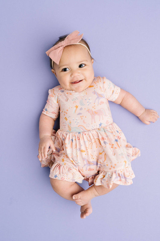Stardust Unicorns Short Sleeve Bodysuit Bamboo Dress