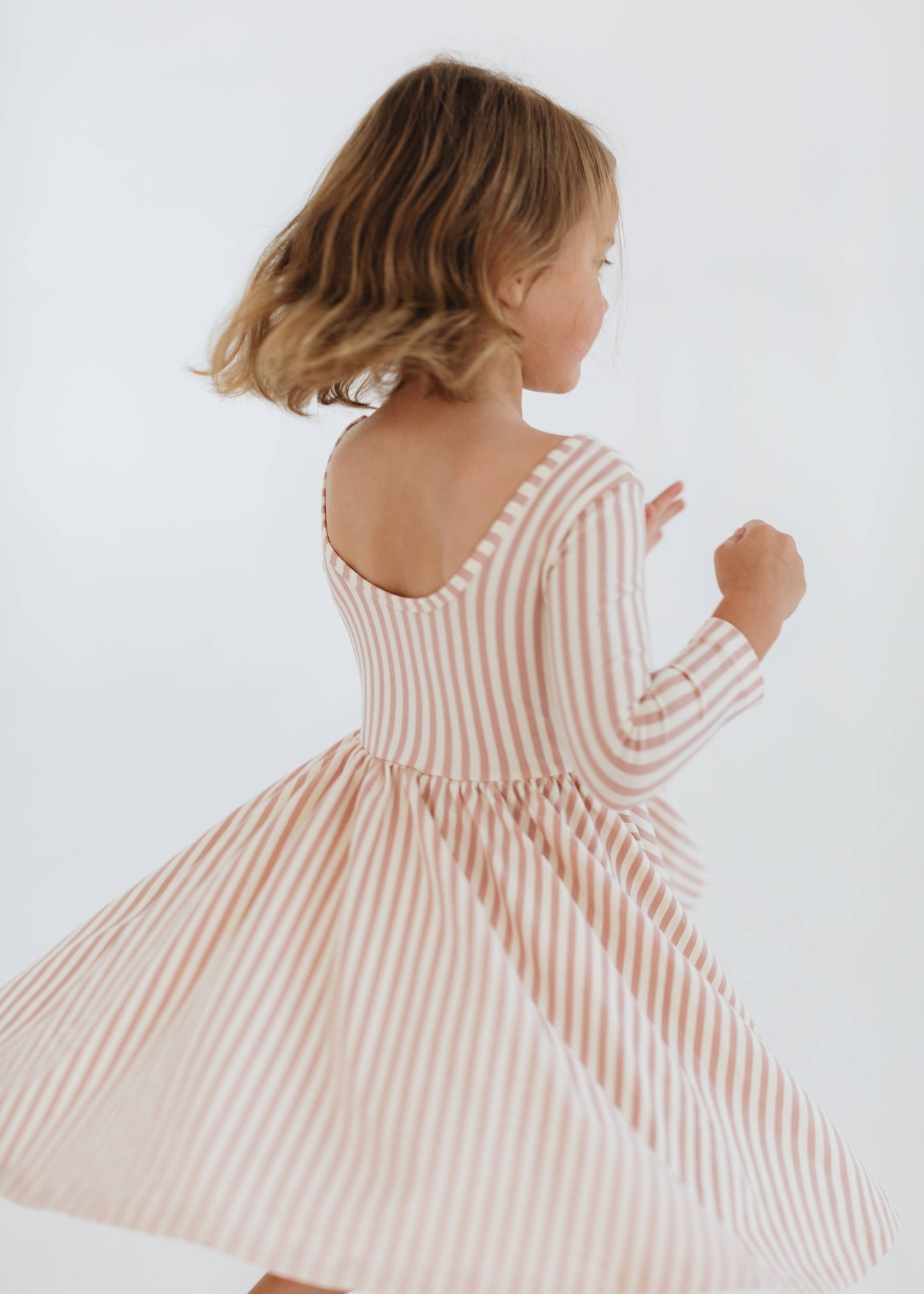Twirl Dress in Vintage Pink Stripes