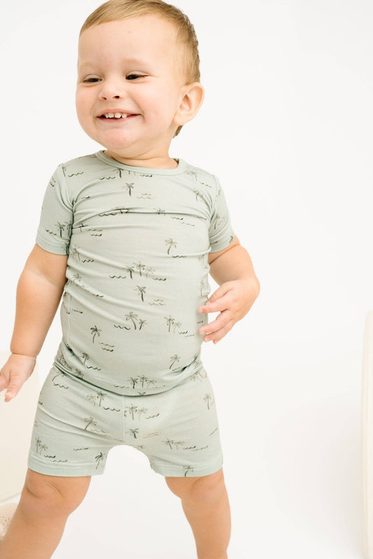 Palm Breeze Bamboo Shorts Set