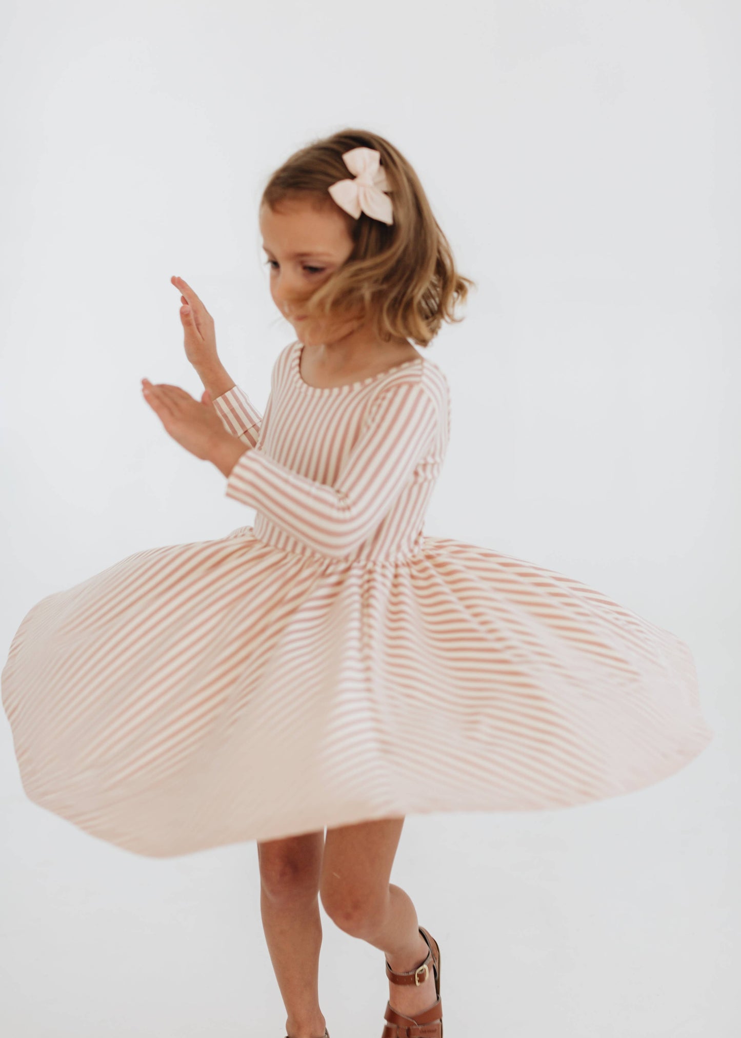 Twirl Dress in Vintage Pink Stripes