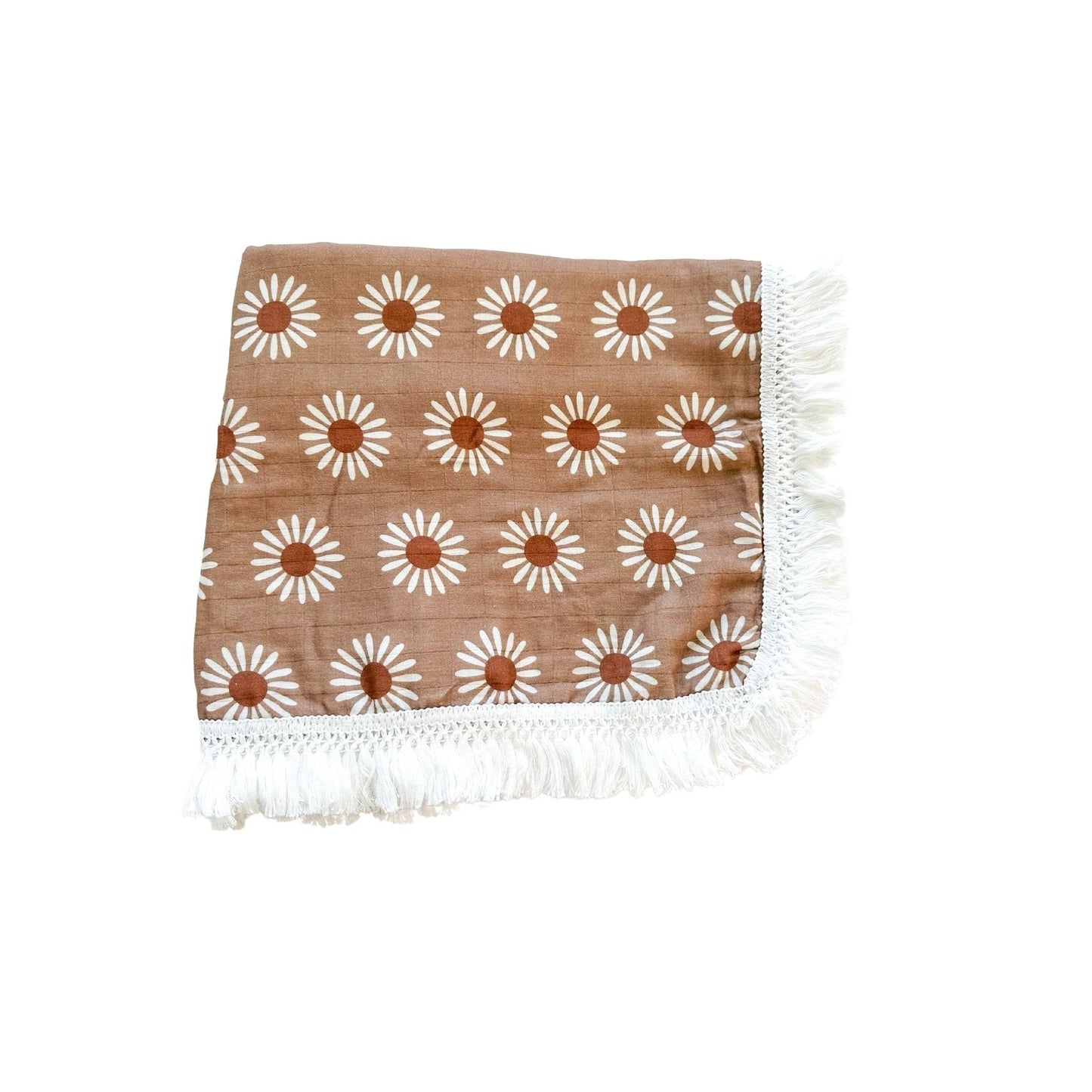 Fringe Swaddle Blanket - Daisy