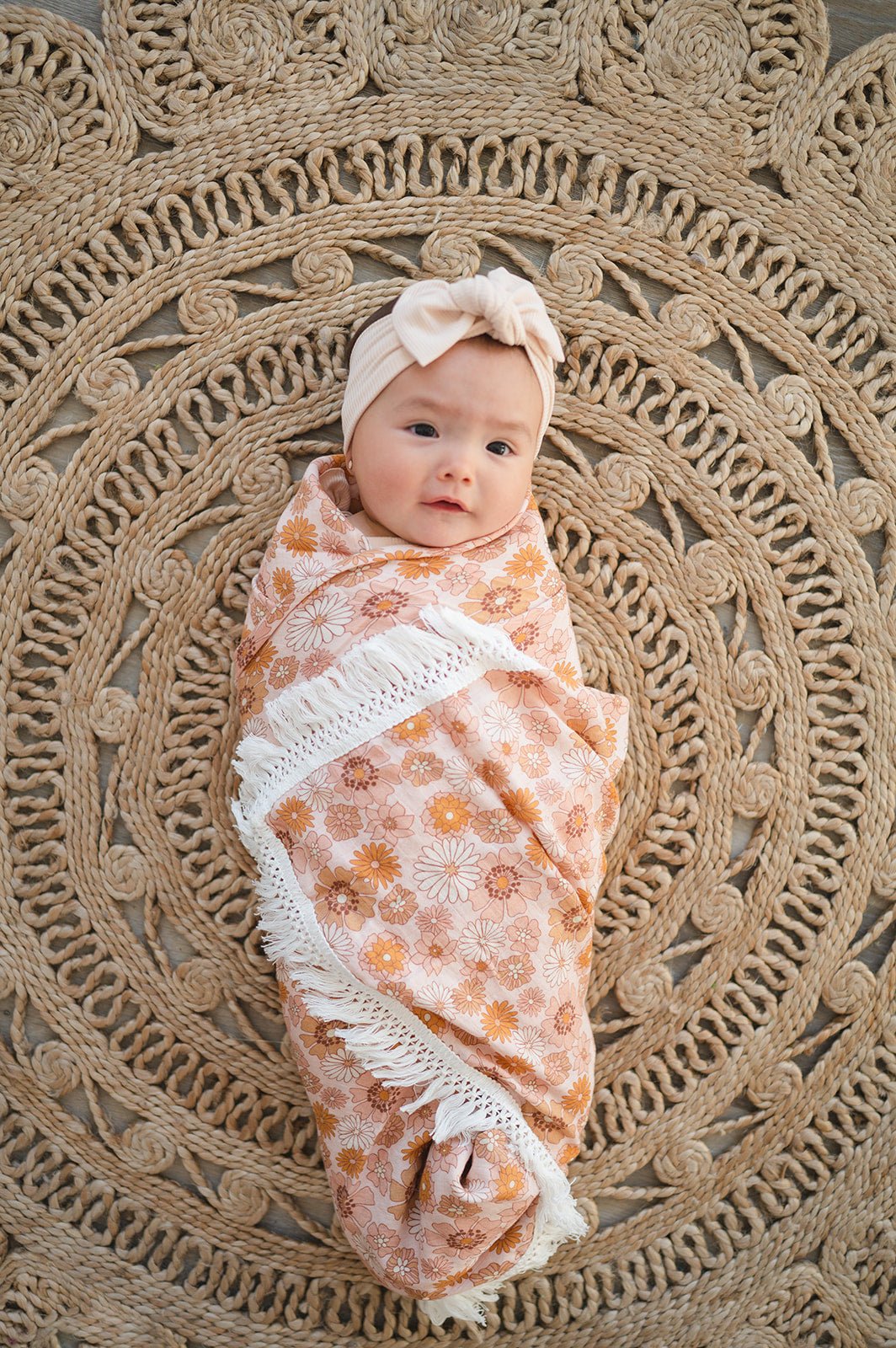 Fringe Swaddle Blanket - Retro Floral