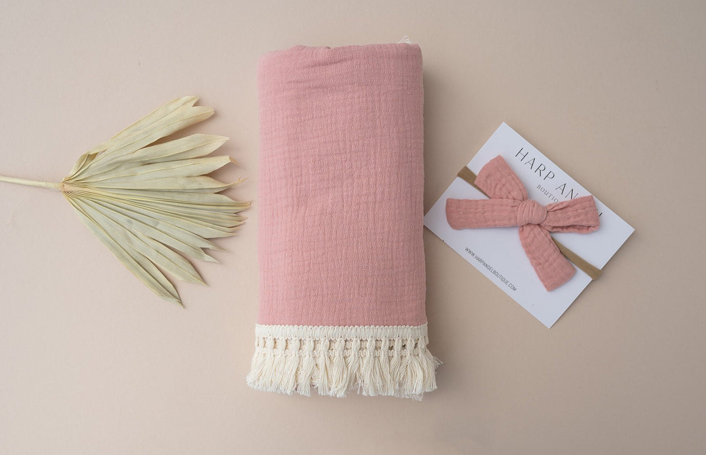 Fringe Swaddle Blanket - Rose Pink