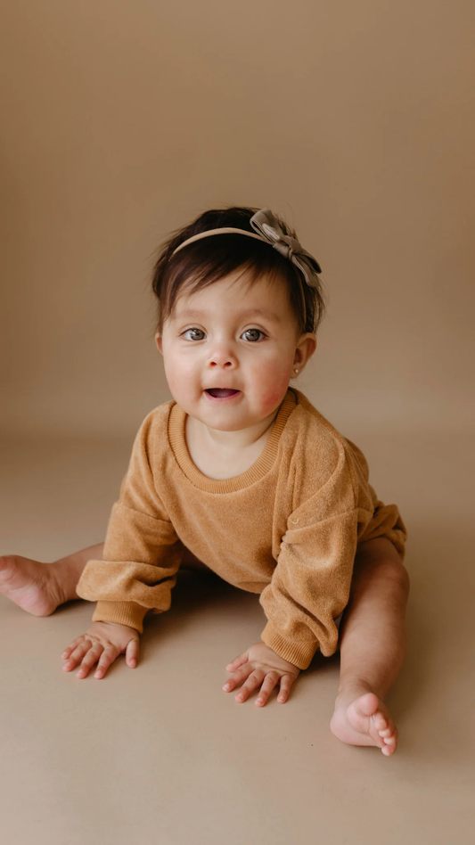 Forever French Terry Cloth Romper - Sugar Almond