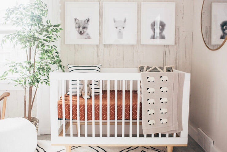 Rust Mudcloth Crib Sheet