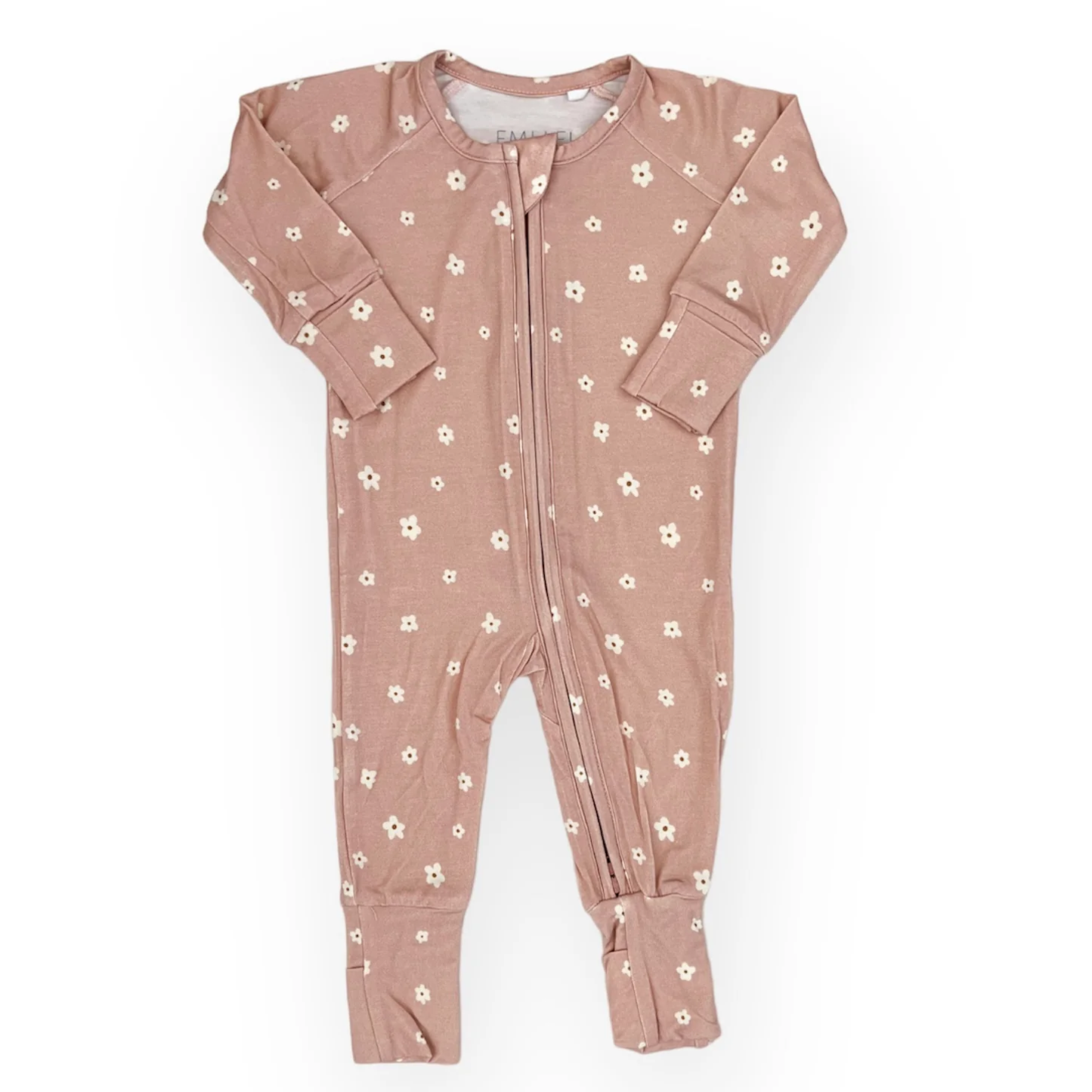 Bamboo Convertible Baby Footie Romper Pajama - Dainty Mauve