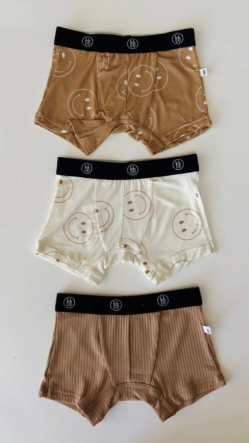 Tan & Ivory Smile | Bamboo Boxers (3 Pack)