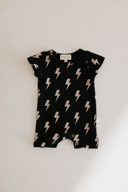 Black & White Lightning Bolt  | T-Shirt Romper