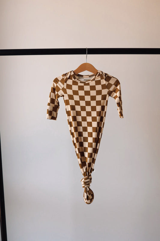 Bamboo Knotted Gown  | Olive Checker