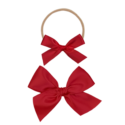 Satin Bow- Ruby Headband