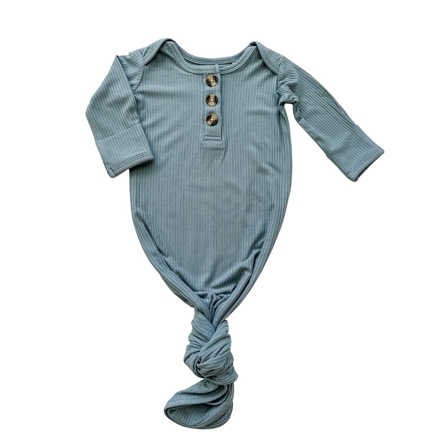 Knotted Baby Gown - Arona Blue Ribbed