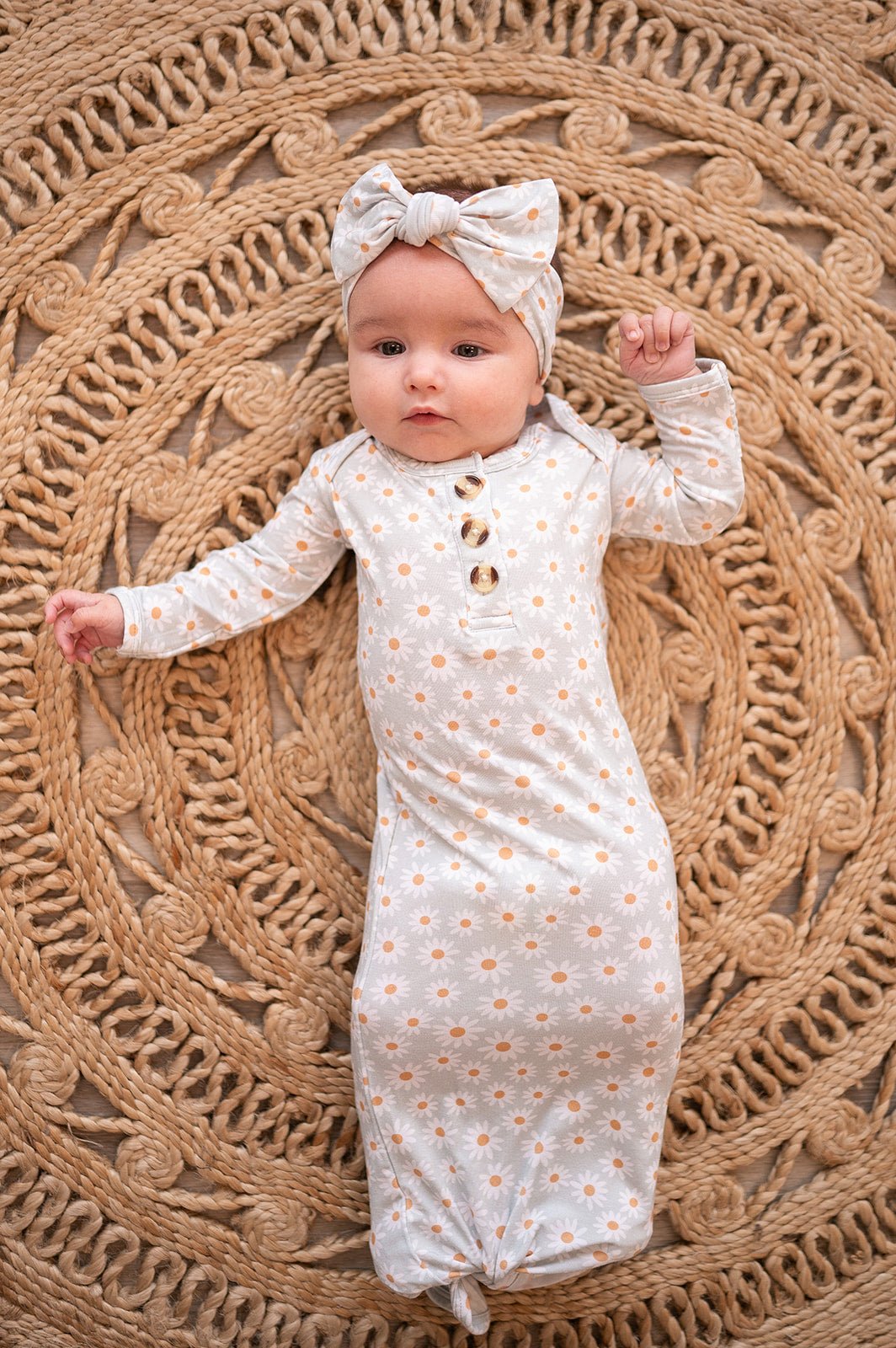 Knotted Baby Gown -  Blue Daisy