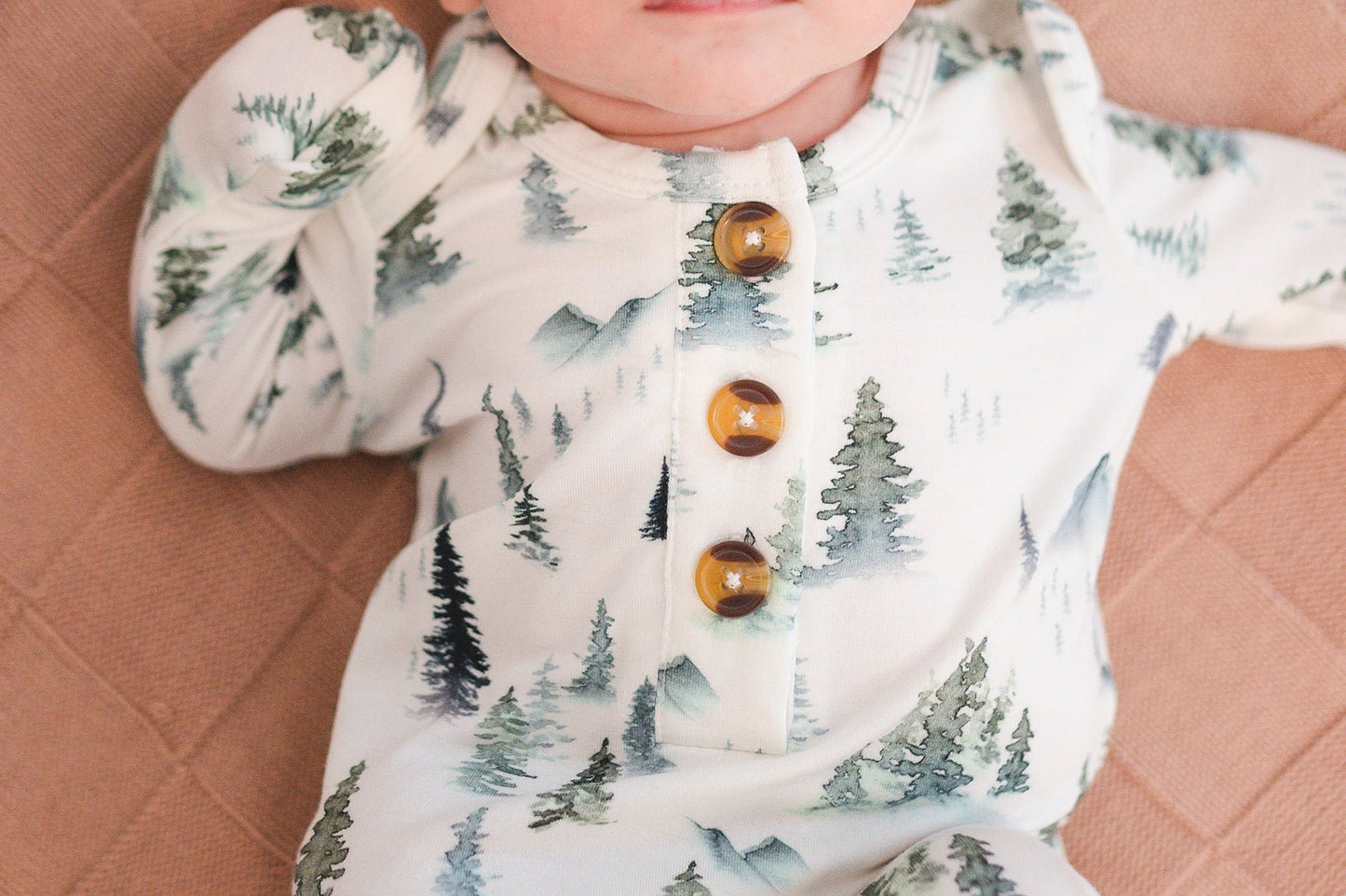 Knotted Baby Gown - Green Forest