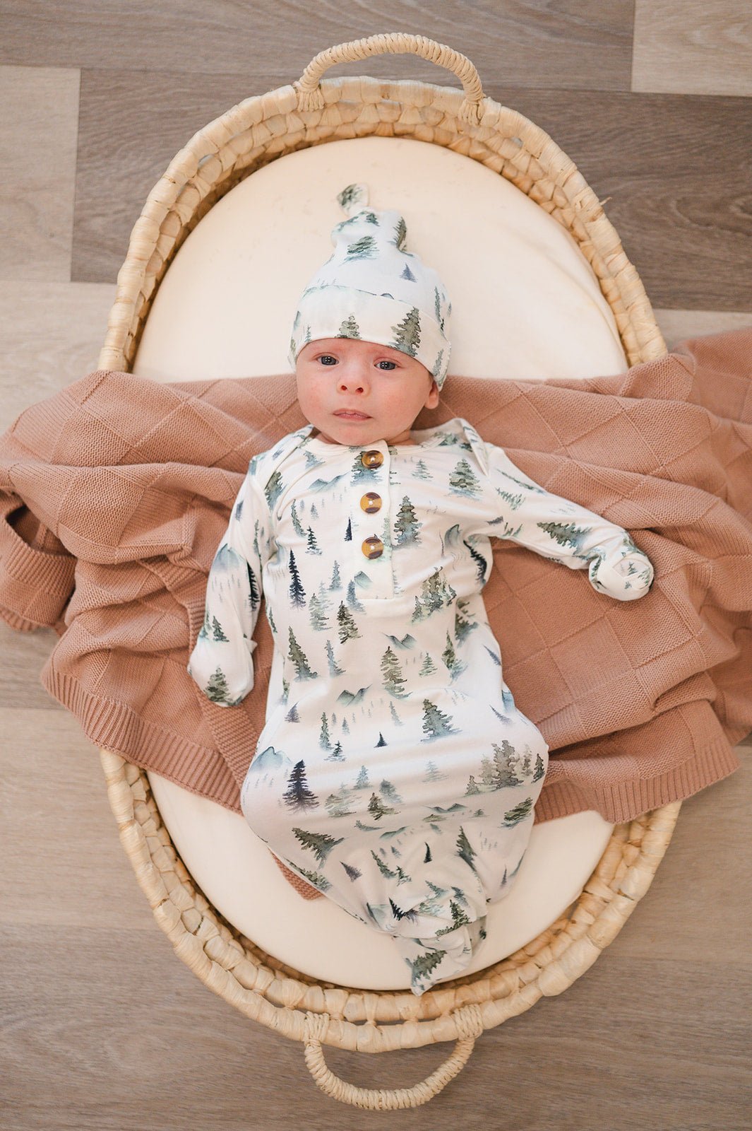 Knotted Baby Gown - Green Forest