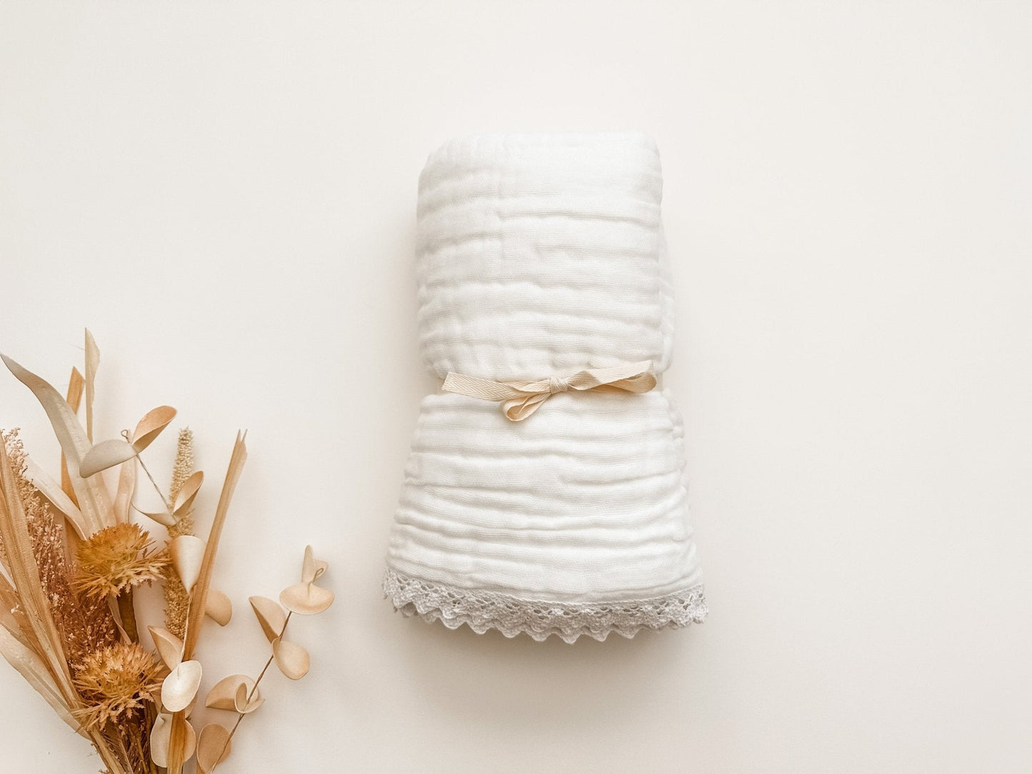 Muslin 6-Layer Blanket - White Lace