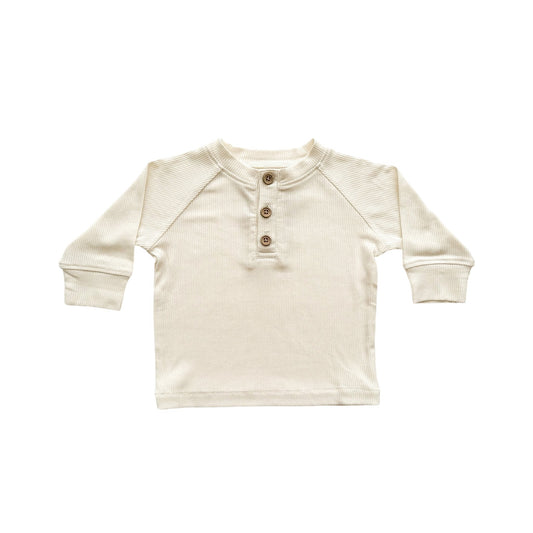 Bamboo Long Sleeve Shirt - Cream Ribbed