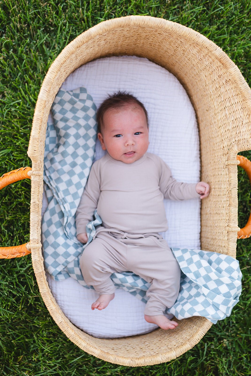 Muslin Swaddle Blanket - Arona Blue Checkered