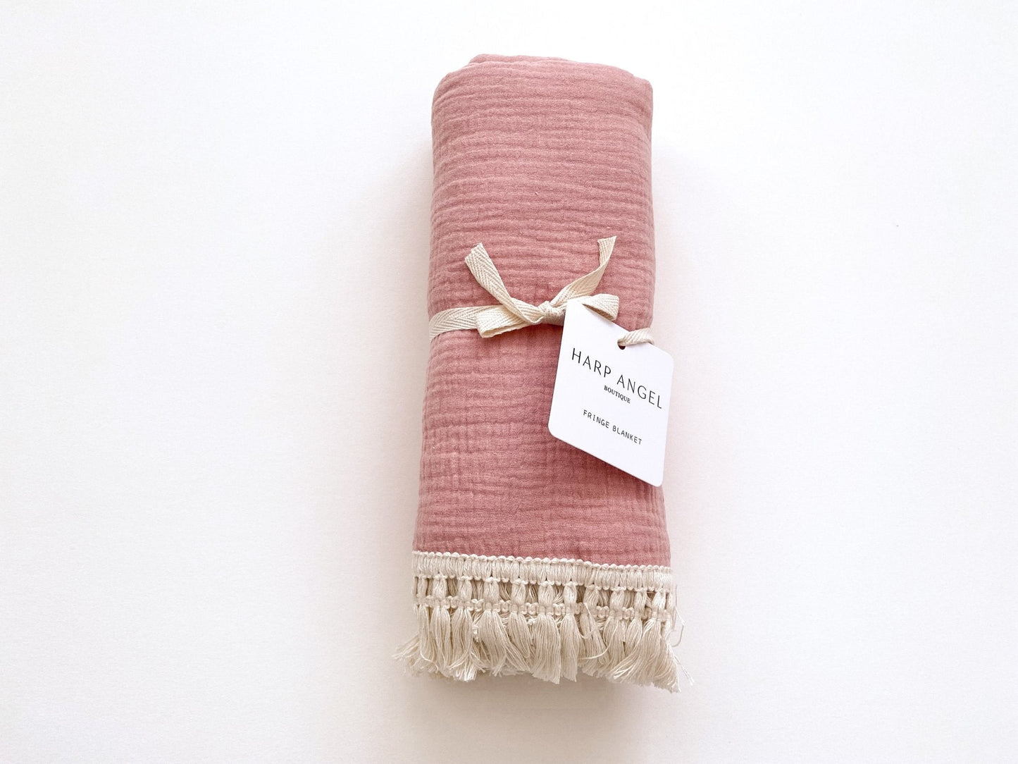 Fringe Swaddle Blanket - Rose Pink