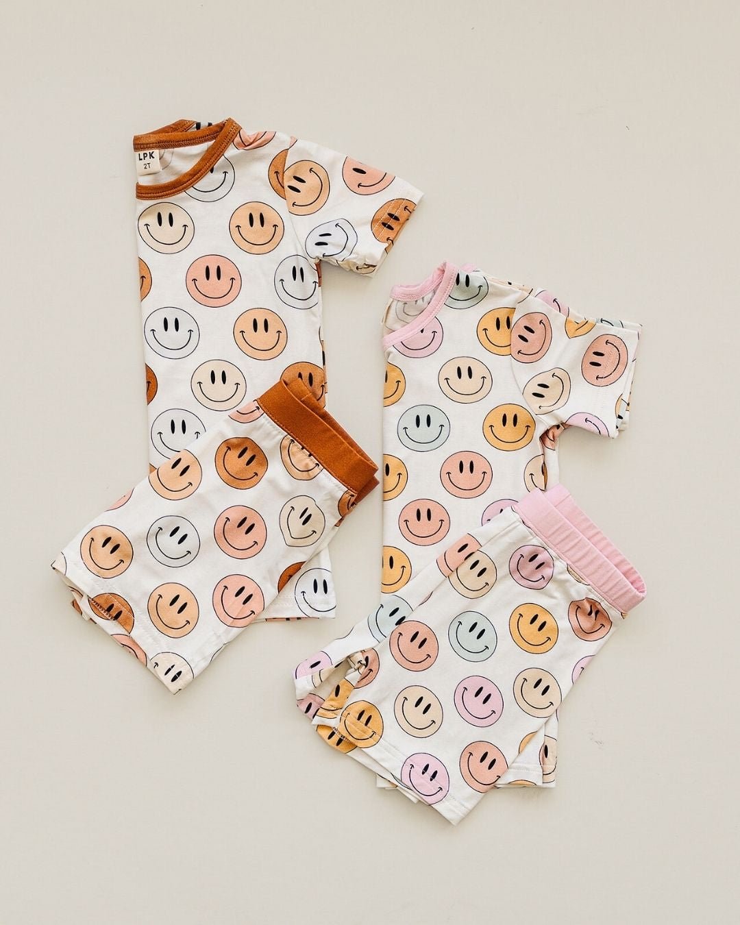 Smiley Bamboo Two Piece Shorts Set | Copper