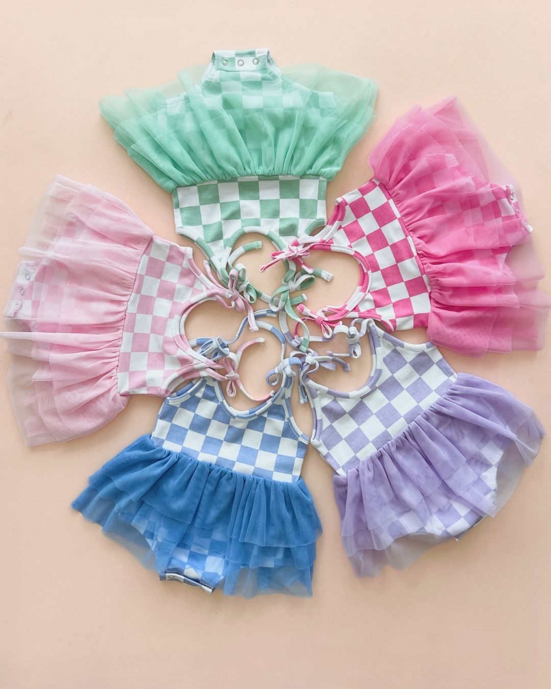 Tutu Romper | Checkered Blue