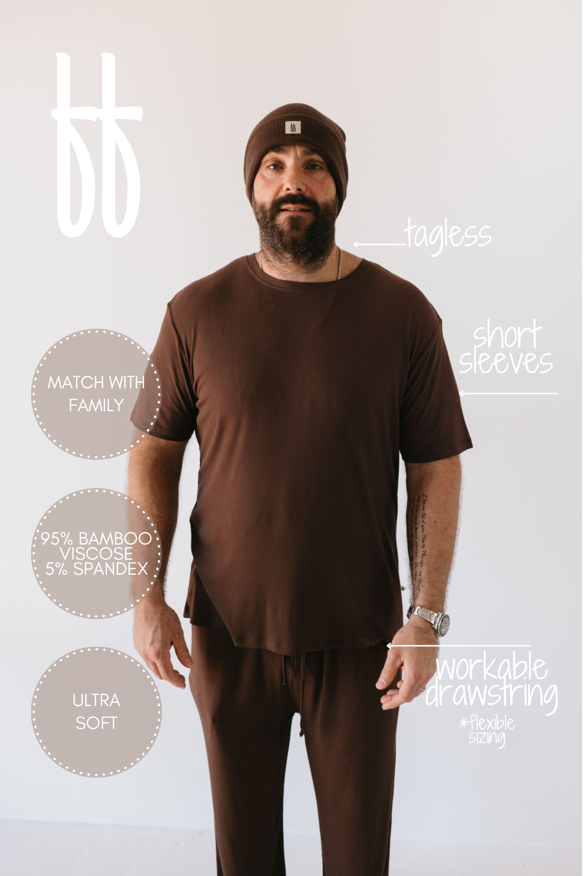 Men's Bamboo Short Sleeve Pajama | Coffee Bean