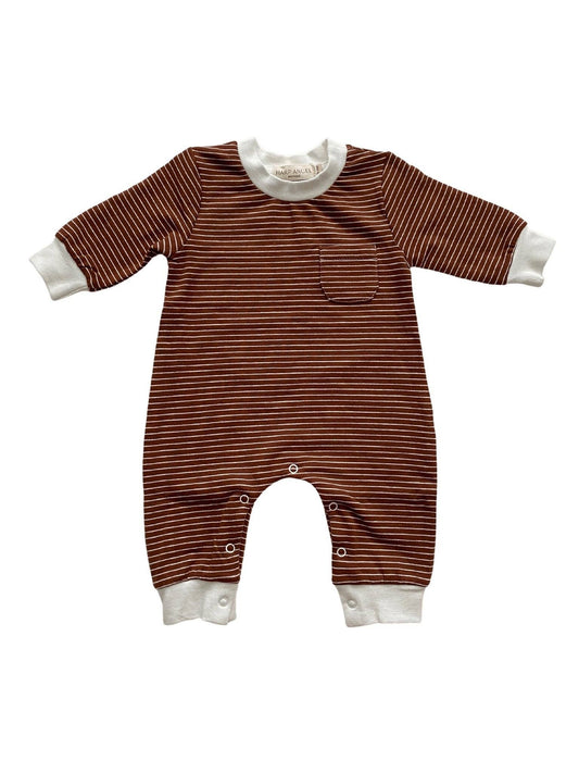 Organic Romper - Brown Stripe